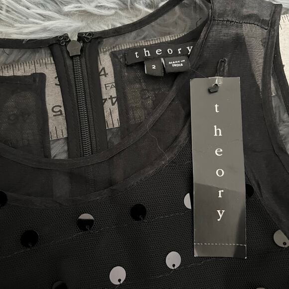 New with Tags 2K Theory Metallic Dot Silk Black Damia Ruffle Evening Dress Sz 2 - Picture 9 of 12